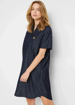 bonprix Bekleidung·Pullover & Strickjacken|Kleider^Jeanskleid, Kurzarm blau denim used