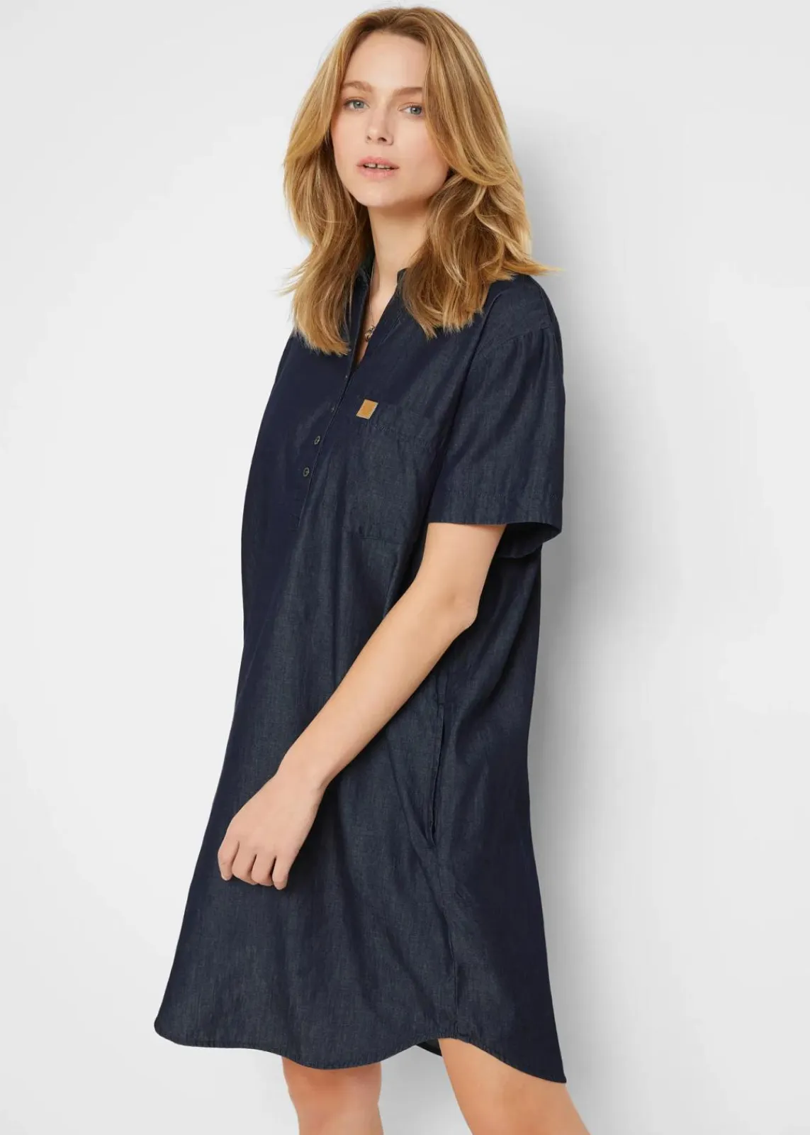 bonprix Bekleidung·Pullover & Strickjacken|Kleider^Jeanskleid, Kurzarm blau denim used