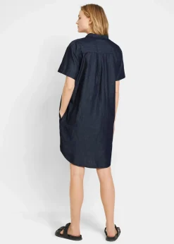 bonprix Bekleidung·Pullover & Strickjacken|Kleider^Jeanskleid, Kurzarm blau denim used