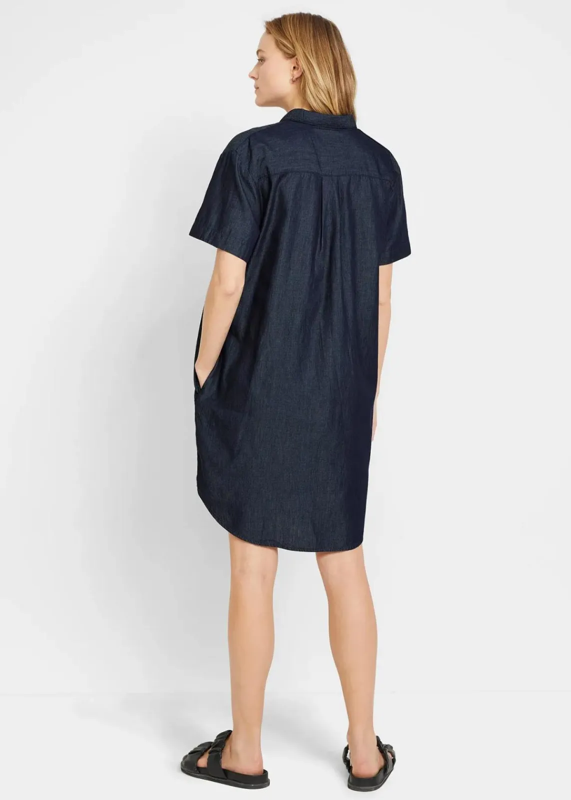 bonprix Bekleidung·Pullover & Strickjacken|Kleider^Jeanskleid, Kurzarm blau denim used