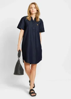 bonprix Bekleidung·Pullover & Strickjacken|Kleider^Jeanskleid, Kurzarm blau denim used