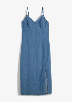 bonprix Nachhaltigere Materialien|Kleider^Jeanskleid mit Schlitz hellblau denim