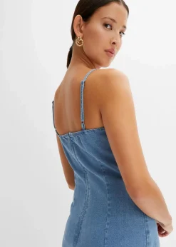 bonprix Nachhaltigere Materialien|Kleider^Jeanskleid mit Schlitz hellblau denim