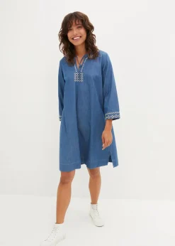 bonprix Kleider^Jeanskleid mit Stickerei hellblau denim