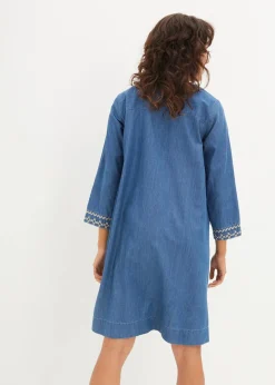 bonprix Kleider^Jeanskleid mit Stickerei hellblau denim