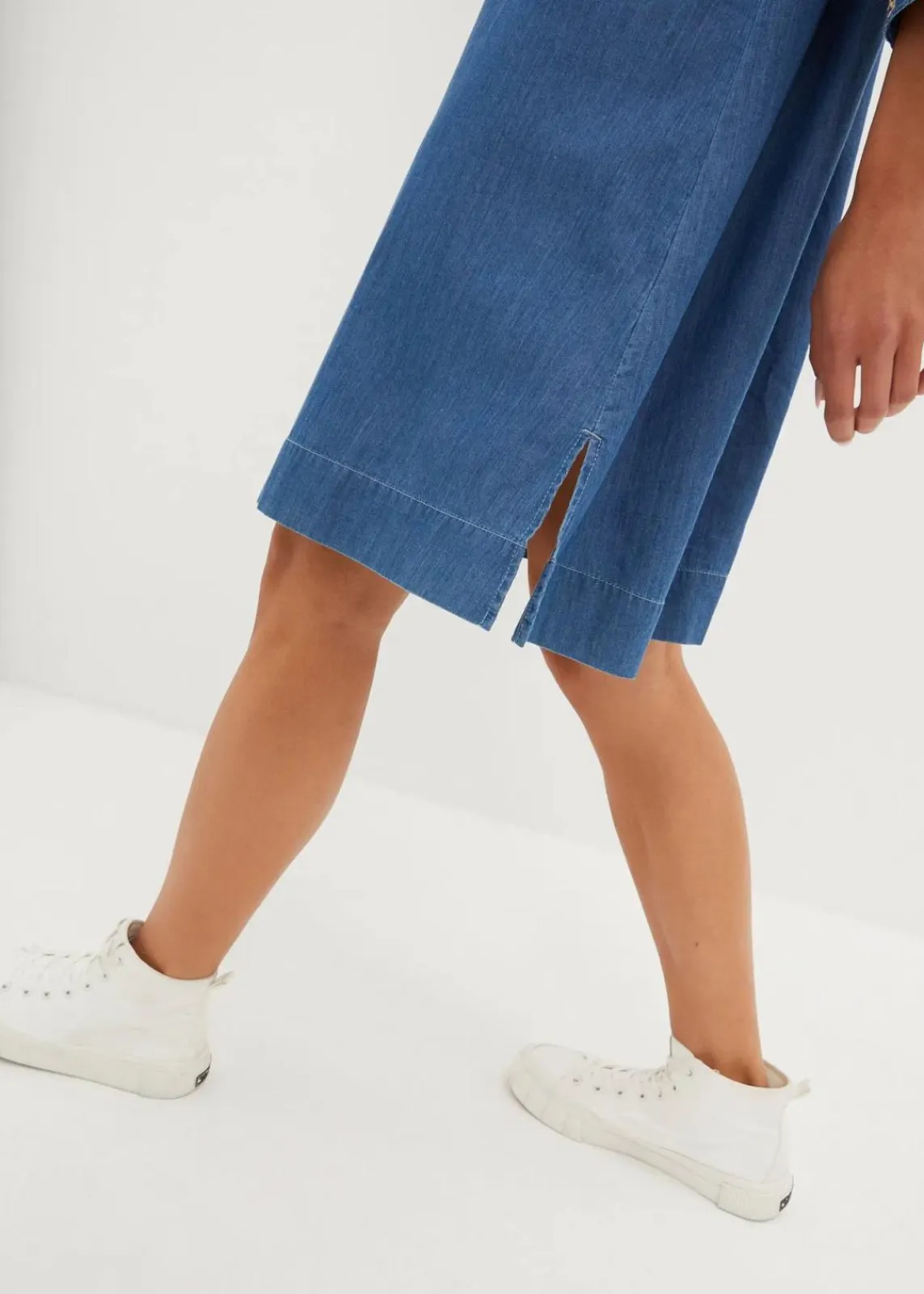 bonprix Kleider^Jeanskleid mit Stickerei hellblau denim