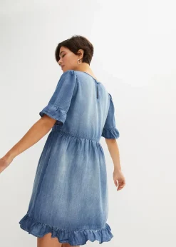 bonprix Nachhaltigere Materialien|Kleider^Jeanskleid mit Volants hellblau denim