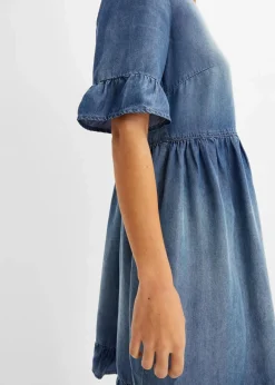 bonprix Nachhaltigere Materialien|Kleider^Jeanskleid mit Volants hellblau denim