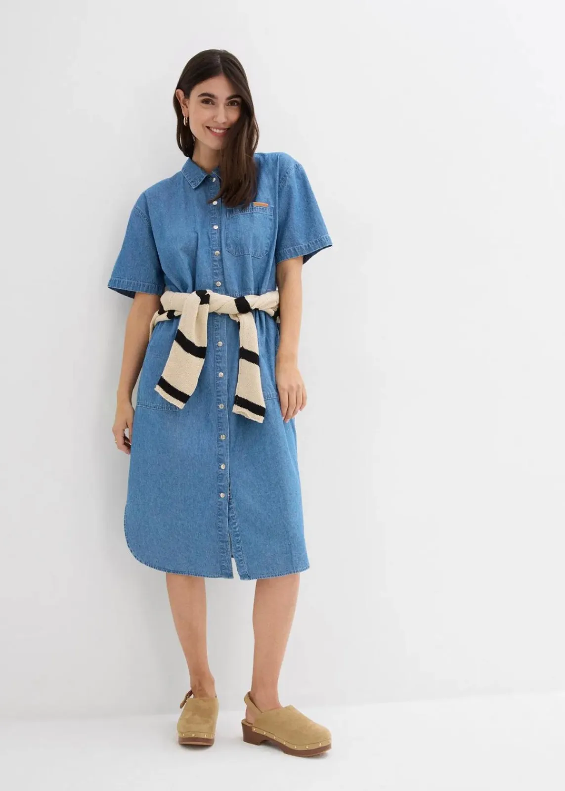 bonprix Bekleidung·Pullover & Strickjacken|Kleider^Jeanskleid, Oversized eisblau denim