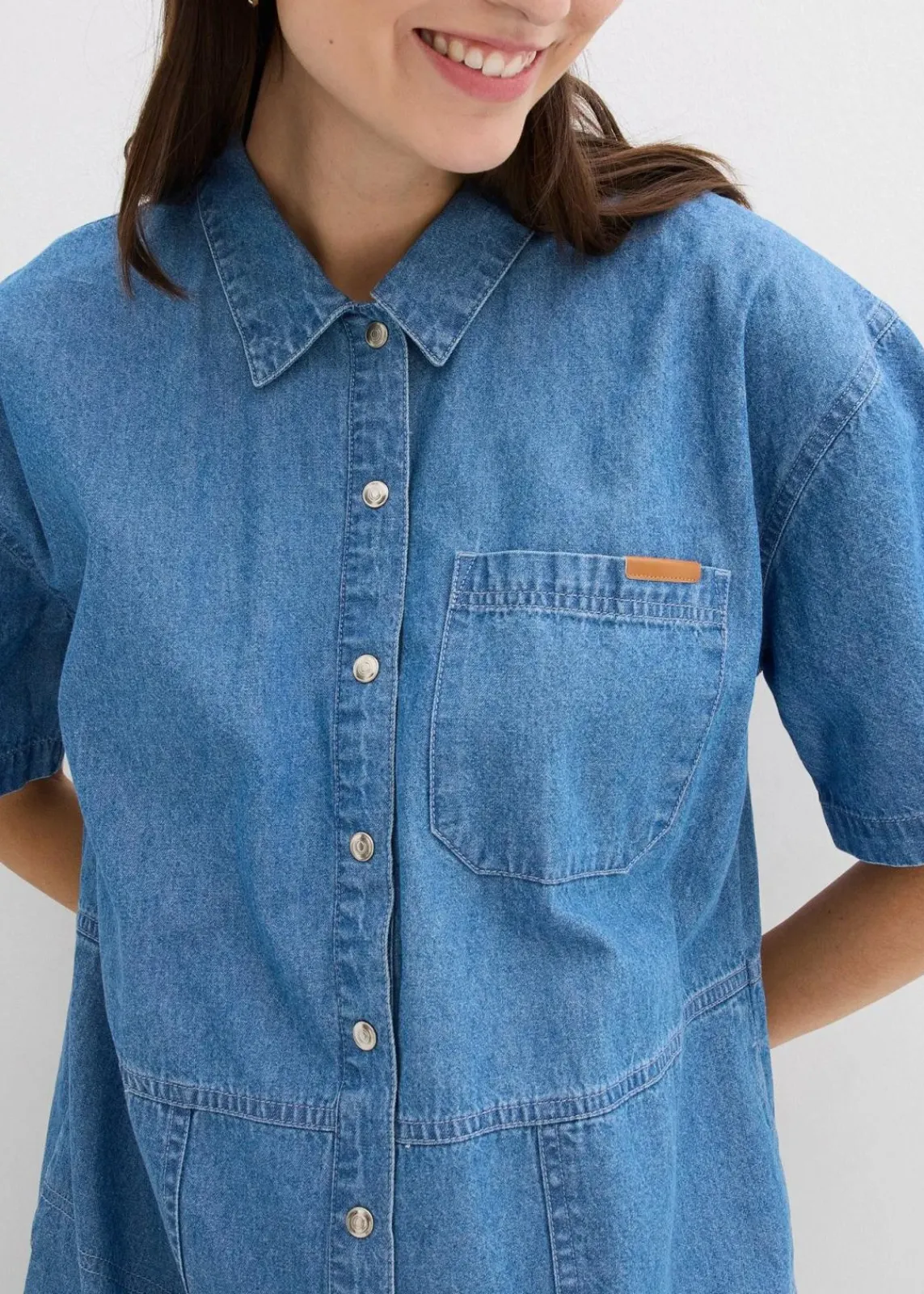 bonprix Bekleidung·Pullover & Strickjacken|Kleider^Jeanskleid, Oversized eisblau denim