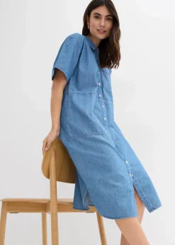 bonprix Bekleidung·Pullover & Strickjacken|Kleider^Jeanskleid, Oversized eisblau denim