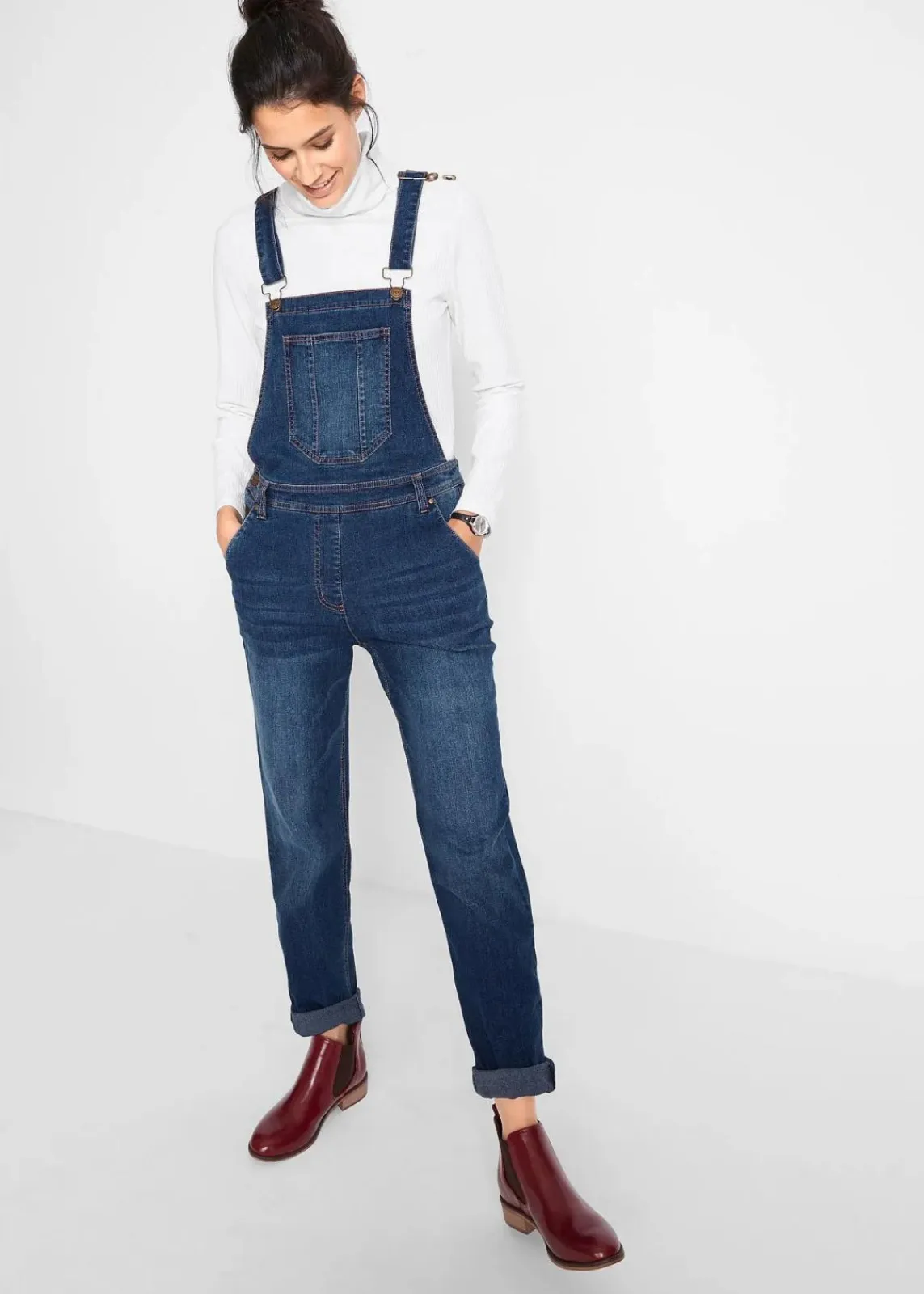 bonprix Bekleidung·Shirts & Tops|Jeans^Jeans-Latzhose im Boyfriend Fit blau denim