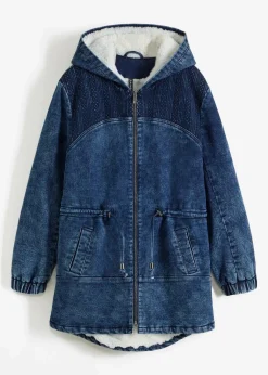 bonprix Bekleidung·Hosen|Jacken & Mäntel^Jeans-Parka mit Teddyfell dunkelblau denim
