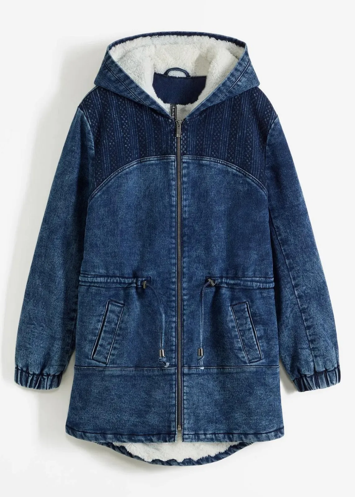 bonprix Bekleidung·Hosen|Jacken & Mäntel^Jeans-Parka mit Teddyfell dunkelblau denim