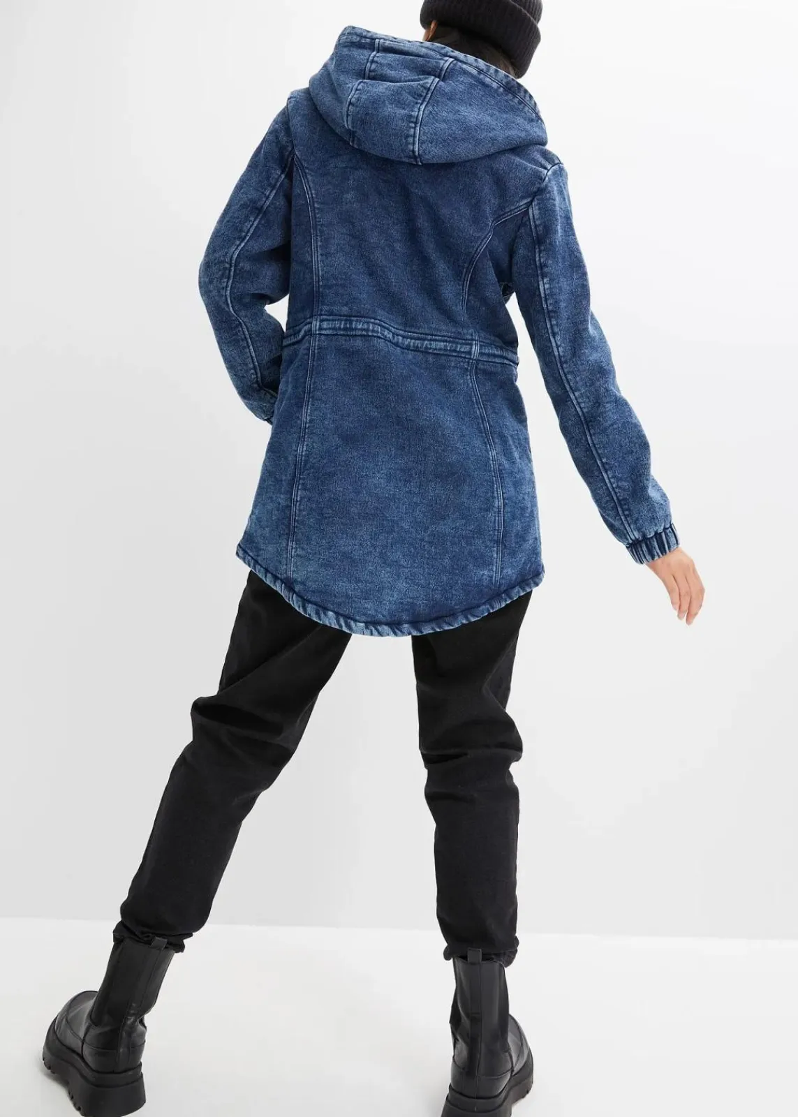 bonprix Bekleidung·Hosen|Jacken & Mäntel^Jeans-Parka mit Teddyfell dunkelblau denim