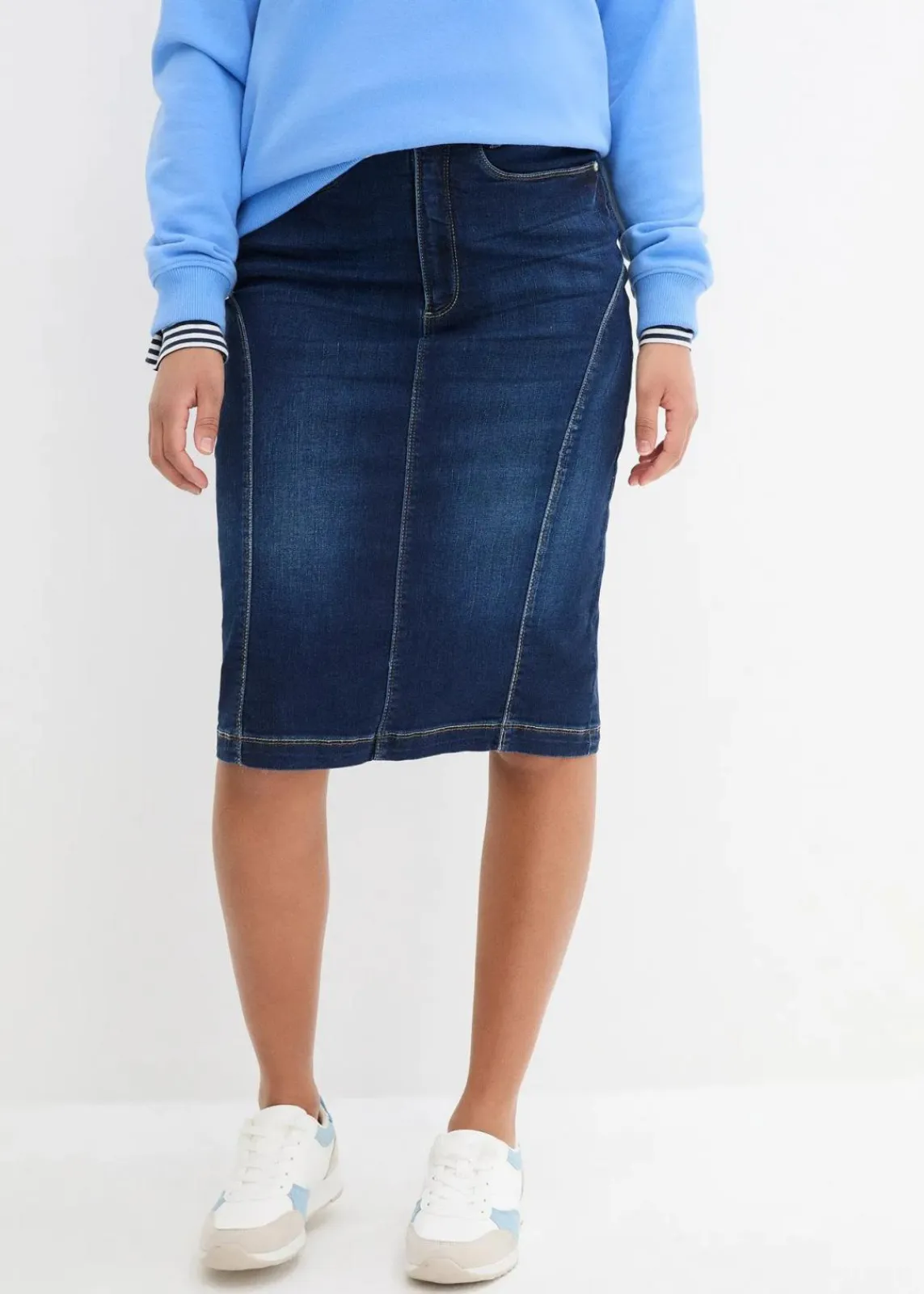 bonprix Bekleidung·Sportbekleidung|Röcke^Jeansrock High Waist, Bequembund nachtblau denim