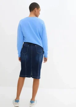 bonprix Bekleidung·Sportbekleidung|Röcke^Jeansrock High Waist, Bequembund nachtblau denim