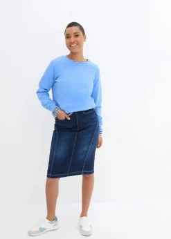 bonprix Bekleidung·Sportbekleidung|Röcke^Jeansrock High Waist, Bequembund nachtblau denim