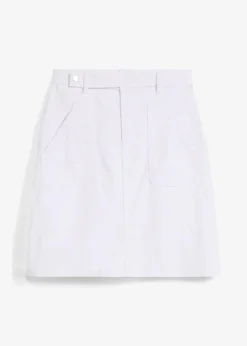 bonprix Röcke^Jeansrock, High Waist, Stretch weiß twill