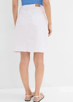 bonprix Röcke^Jeansrock, High Waist, Stretch weiß twill