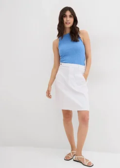 bonprix Röcke^Jeansrock, High Waist, Stretch weiß twill