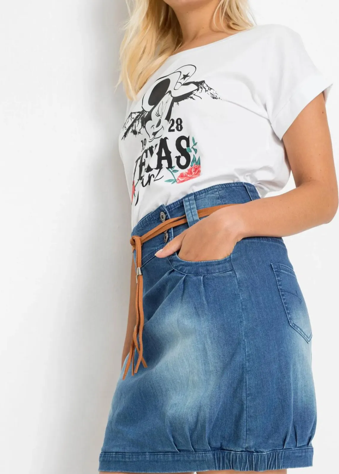 bonprix Röcke^Jeansrock Mid Waist blau denim