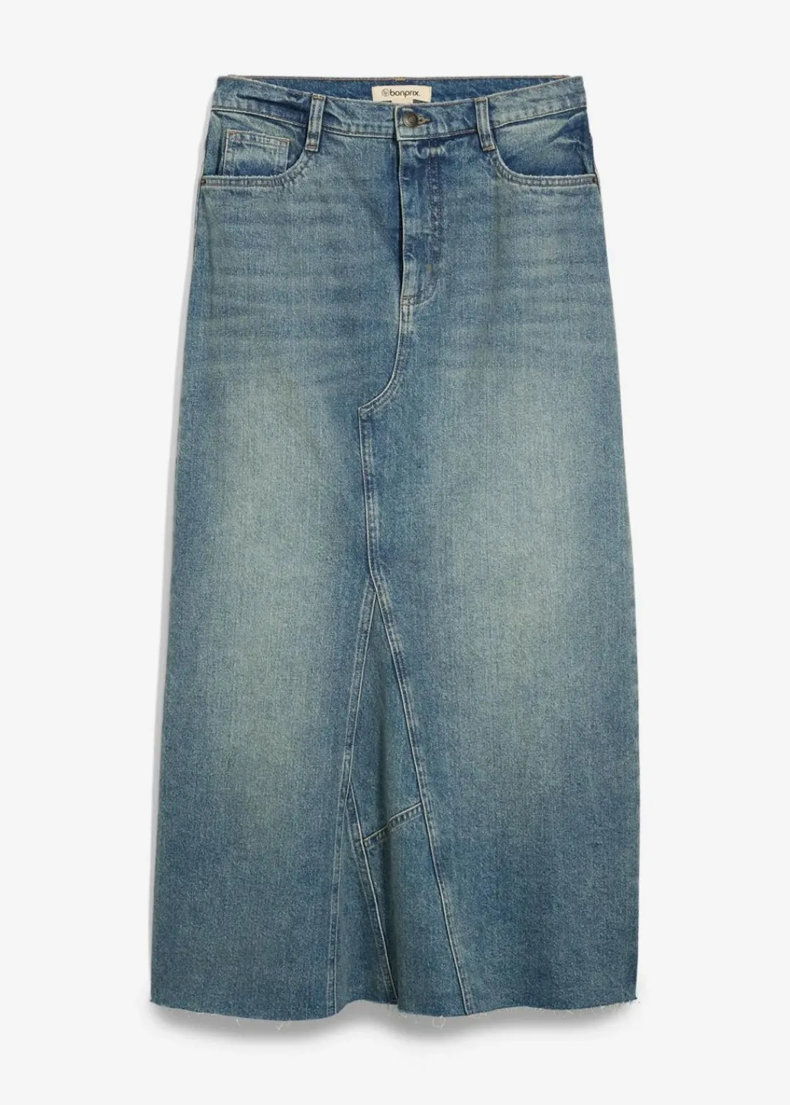 bonprix Bekleidung·Sportbekleidung|Röcke^Jeansrock, Mid Waist, Maxi Length hellblau denim