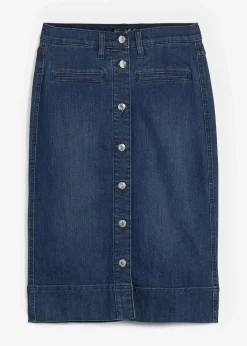 bonprix Bekleidung·Sportbekleidung|Röcke^Jeansrock Mid Waist, Stretch dunkelblau denim