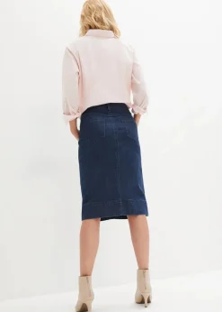 bonprix Bekleidung·Sportbekleidung|Röcke^Jeansrock Mid Waist, Stretch dunkelblau denim