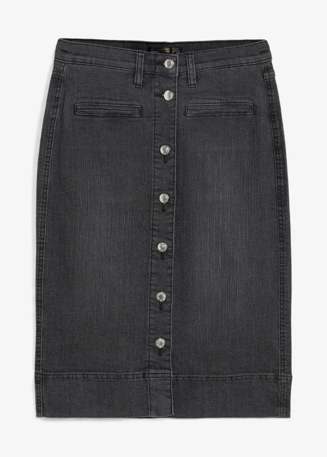 bonprix Röcke|Bekleidung·Sportbekleidung^Jeansrock Mid Waist, Stretch schwarz denim