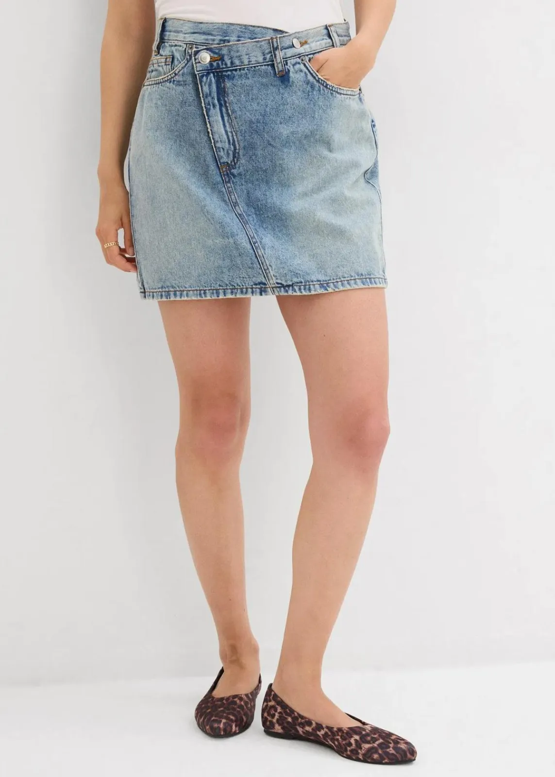 bonprix Bekleidung·Sportbekleidung|Röcke^Jeansrock mit asymmetrischem Bund blau denim used