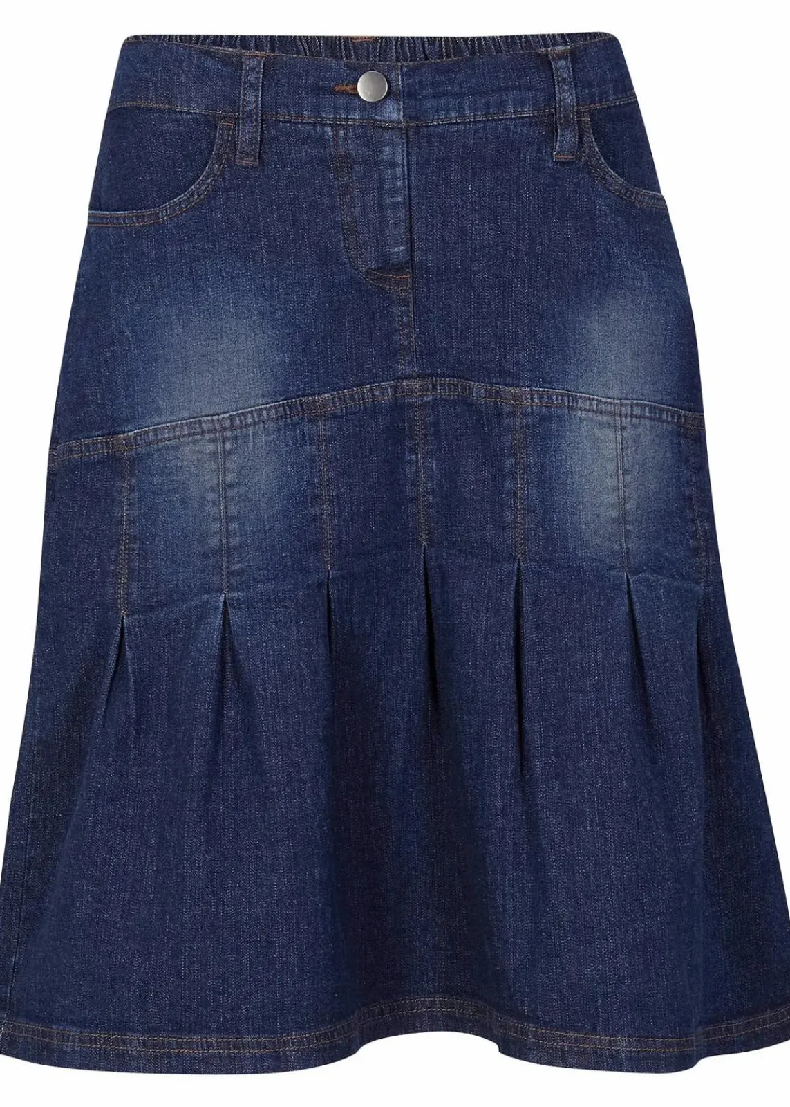 bonprix Bekleidung·Sportbekleidung|Röcke^Jeansrock mit Biesen und Bequembund, A-Linie dunkelblau denim