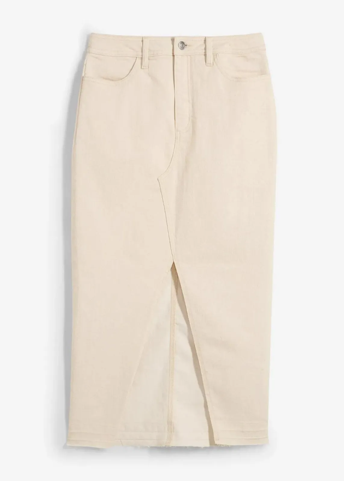 bonprix Röcke|Bekleidung·Sportbekleidung^Jeansrock mit Schlitz naturbeige