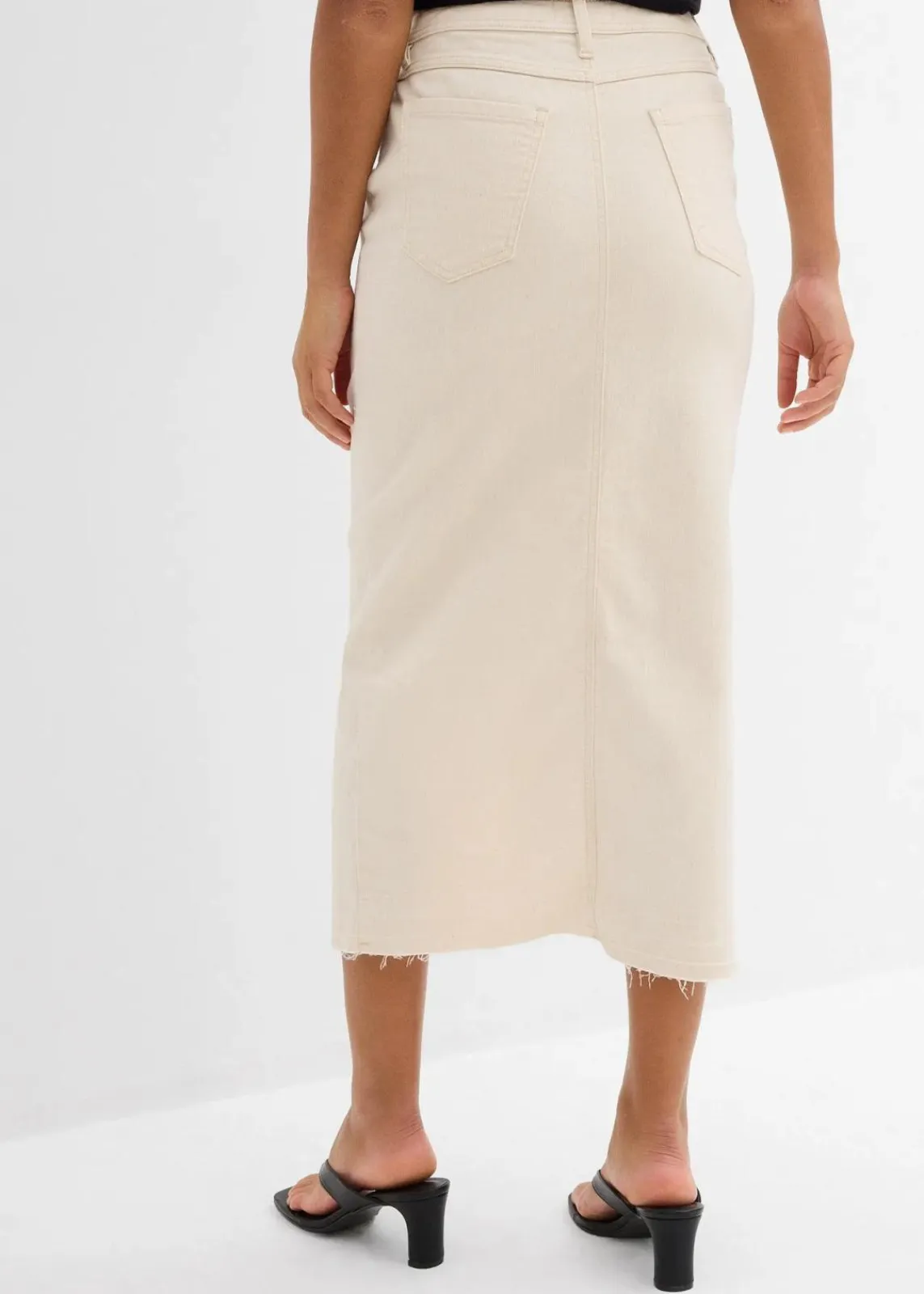 bonprix Röcke|Bekleidung·Sportbekleidung^Jeansrock mit Schlitz naturbeige