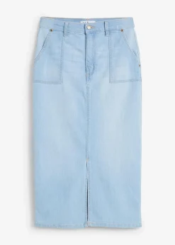 bonprix Röcke|Bekleidung·Sportbekleidung^Jeansrock mit Schlitz eisblau denim