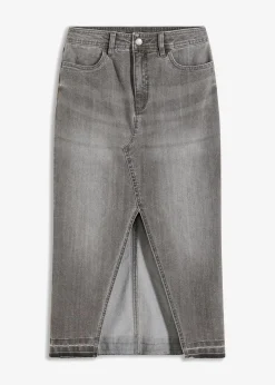 bonprix Bekleidung·Sportbekleidung|Röcke^Jeansrock mit Schlitz hellgrau denim
