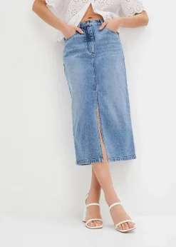 bonprix Bekleidung·Sportbekleidung|Röcke^Jeansrock mit Schlitz blau denim