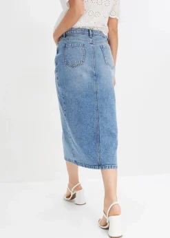 bonprix Bekleidung·Sportbekleidung|Röcke^Jeansrock mit Schlitz blau denim