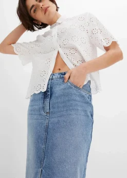bonprix Bekleidung·Sportbekleidung|Röcke^Jeansrock mit Schlitz blau denim