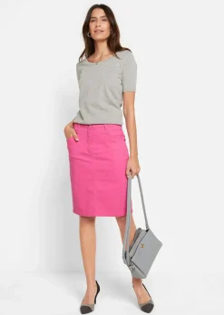 bonprix Röcke|Bekleidung·Sportbekleidung^Jeansrock, Stretch flamingopink