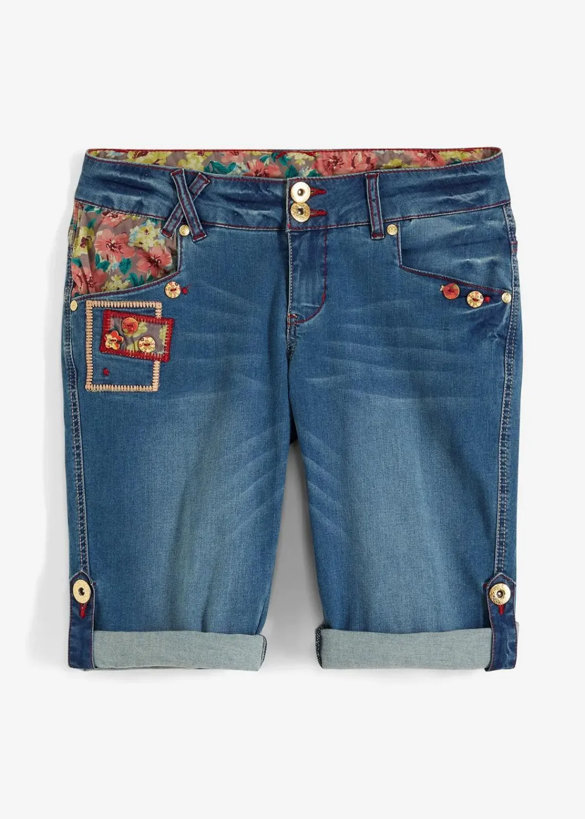 bonprix Shorts|Jeans^Jeans-Shorts blau denim geblümt