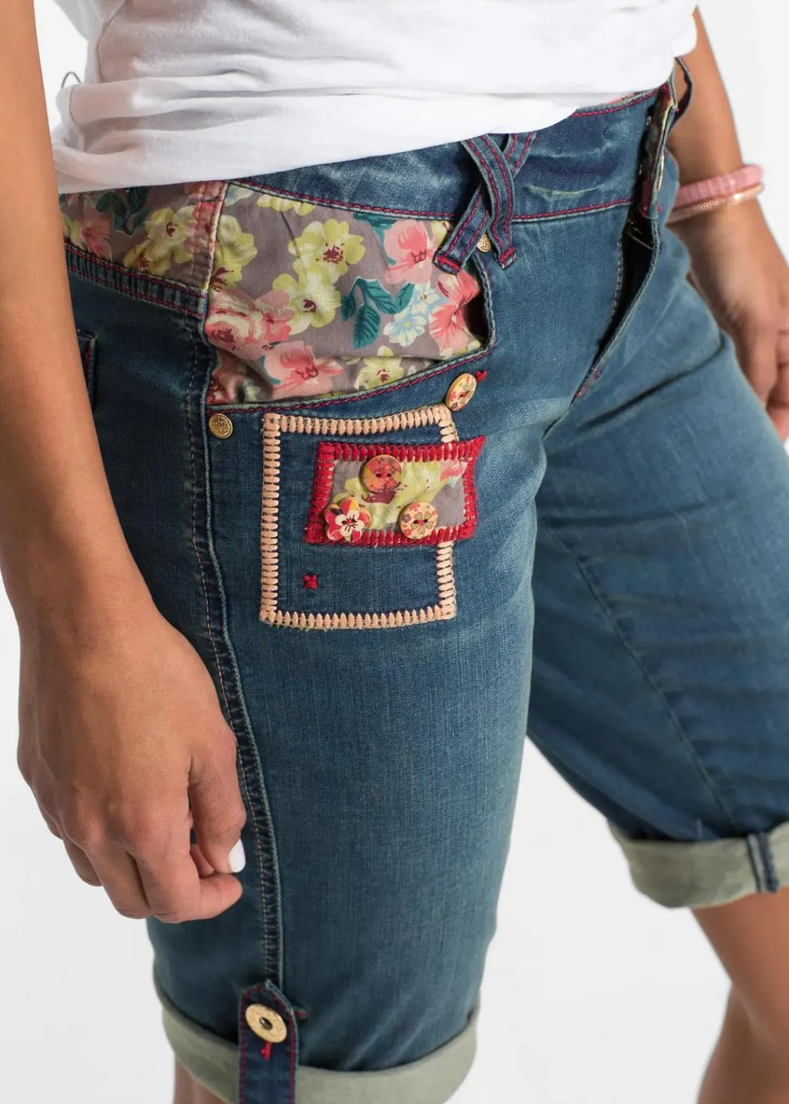 bonprix Shorts|Jeans^Jeans-Shorts blau denim geblümt