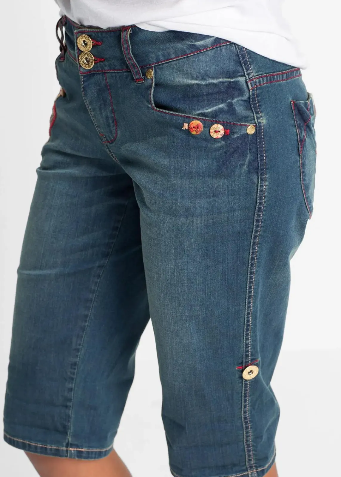 bonprix Shorts|Jeans^Jeans-Shorts blau denim geblümt