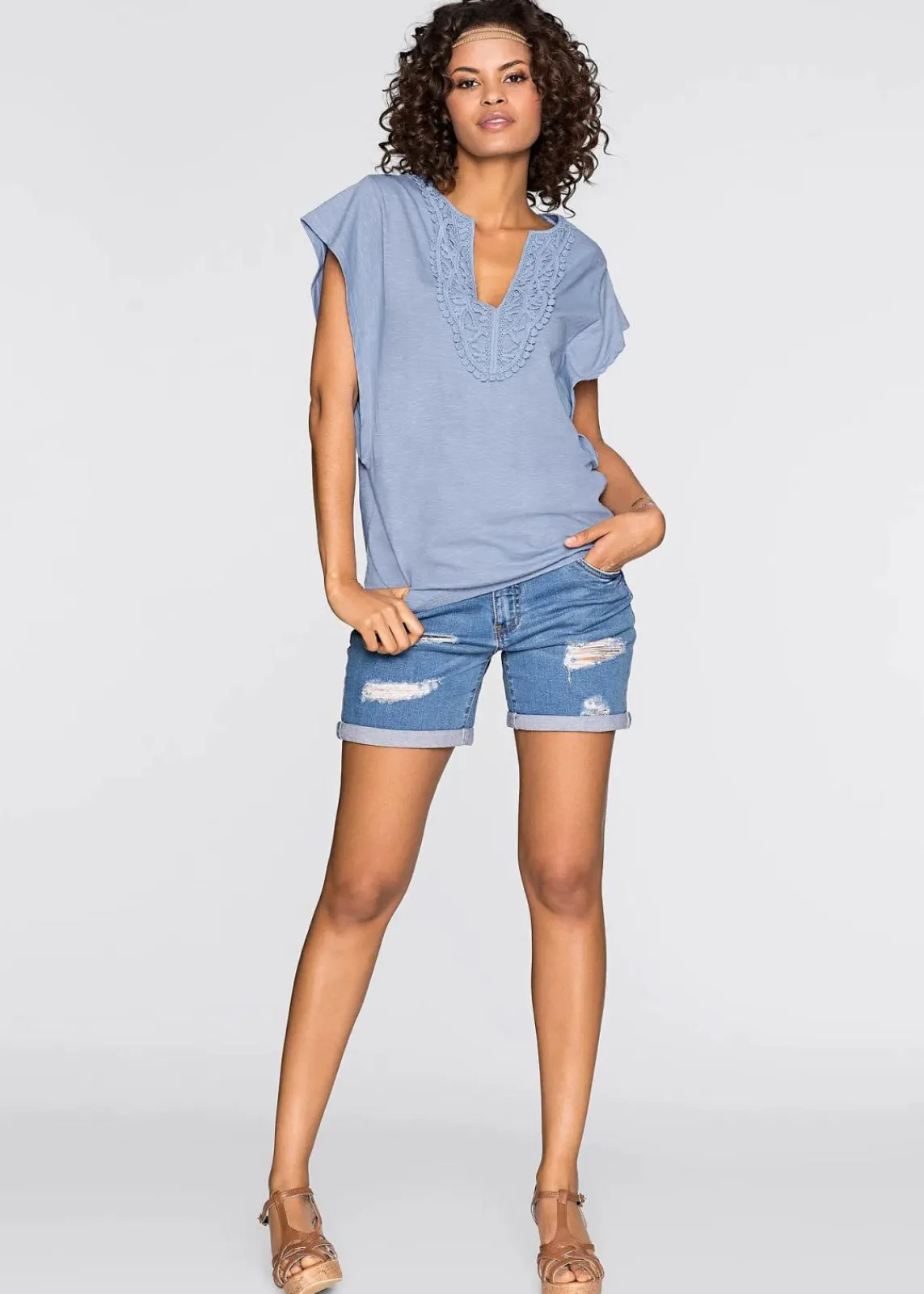 bonprix Shorts|Jeans^Jeans-Shorts hellblau denim used