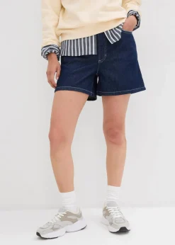 bonprix Bekleidung·Outdoorbekleidung|Bekleidung·Shirts & Tops^Jeans-Shorts High Waist, Low Stretch tiefblau denim ungewaschen