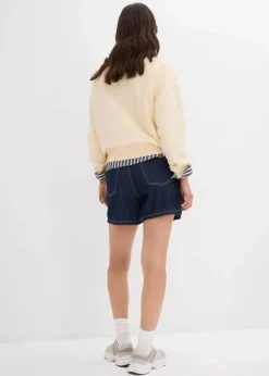 bonprix Bekleidung·Outdoorbekleidung|Bekleidung·Shirts & Tops^Jeans-Shorts High Waist, Low Stretch tiefblau denim ungewaschen