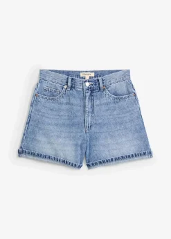 bonprix Bekleidung·Outdoorbekleidung|Bekleidung·Shirts & Tops^Jeans-Shorts High Waist, Low Stretch blau denim used