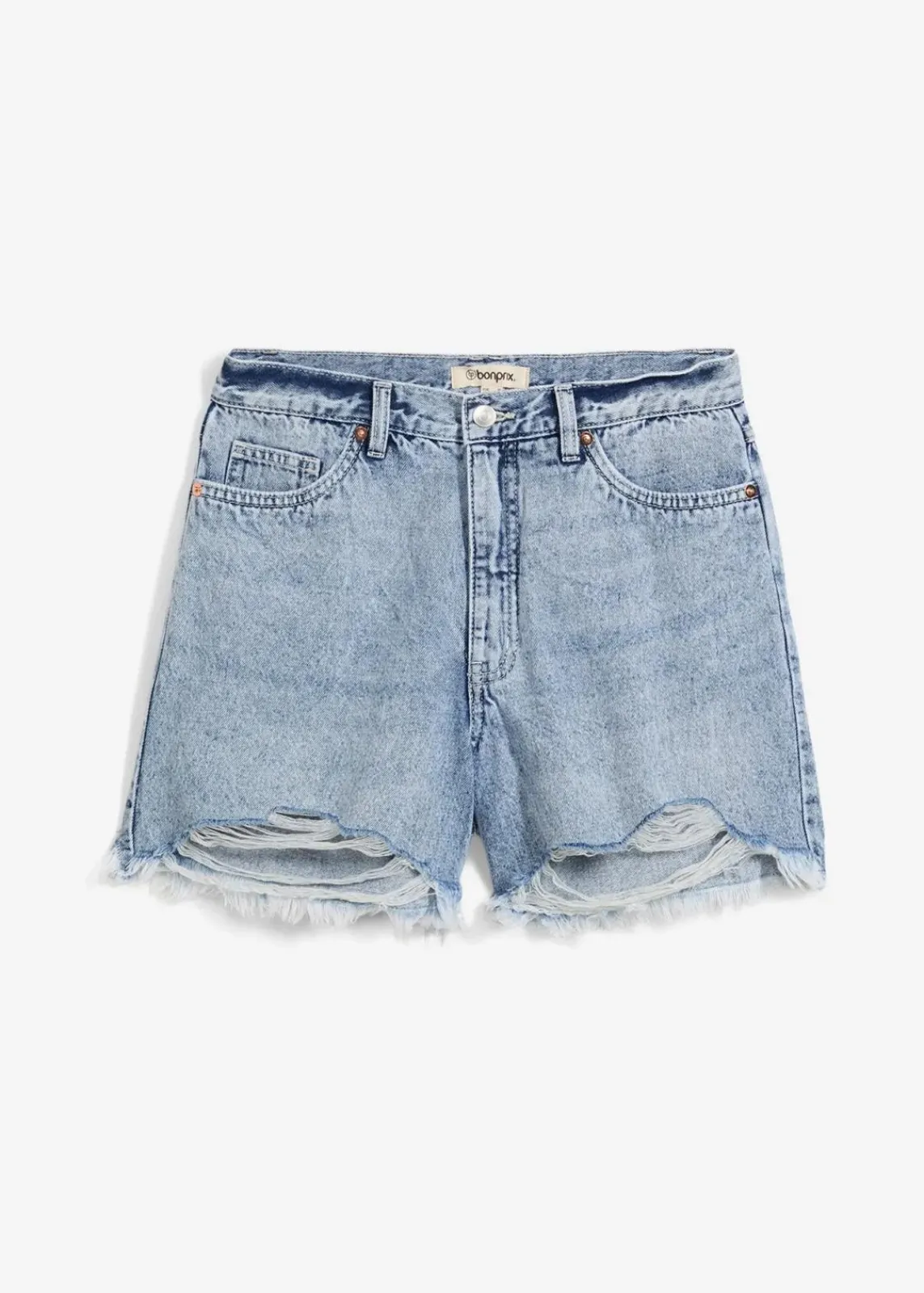 bonprix Jeans|Shorts^Jeans-Shorts High Waist, Low Stretch eisblau denim used