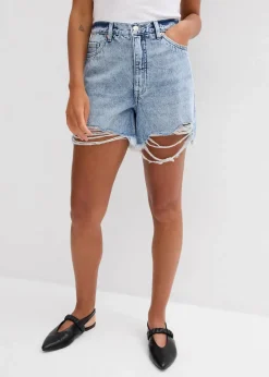 bonprix Jeans|Shorts^Jeans-Shorts High Waist, Low Stretch eisblau denim used