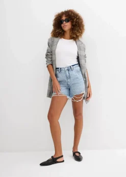 bonprix Jeans|Shorts^Jeans-Shorts High Waist, Low Stretch eisblau denim used
